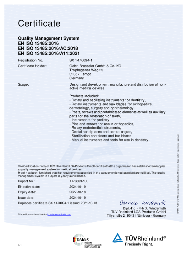 EN ISO 13485:2016 Certificate